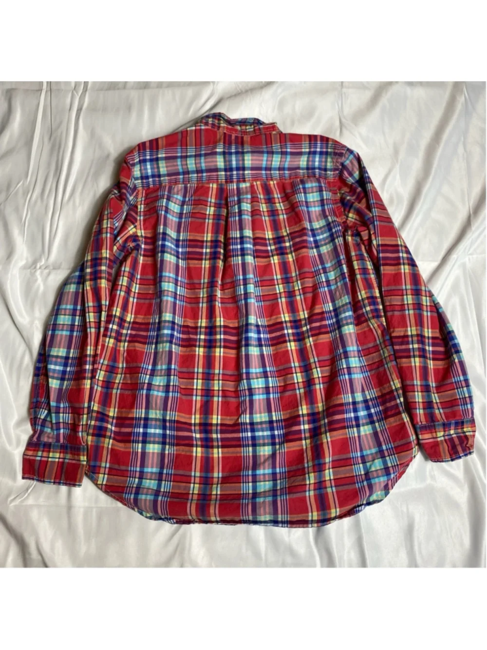 Boys Ralph Lauren Plaid Button Down Shirt L (14-16) Red Blue Yellow